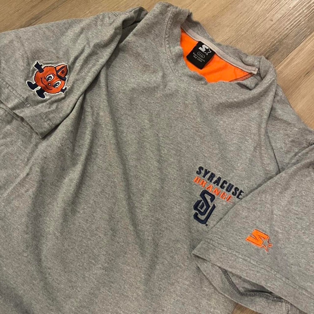 Starter Syracuse University Orange T-shirt Mens Large Grey Otto Mascot Logo Tee
